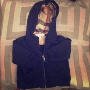 Baby boy’s navy blue Burberry hooded sweatshirt